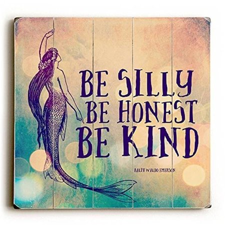 ONE BELLA CASA One Bella Casa 0004-9095-21 18 x 18 in. Mermaid be Silly Planked Wood Wall Decor by Mainline Art Design 0004-9095-21